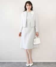 FIDFD04130 OFUON le MK(オフオン　ル　エムケー) [セットアップ対応]ツイードノーカラージャケット/WEB限定 ライトグレー