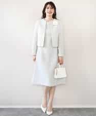 FIDFD04130 OFUON le MK(オフオン　ル　エムケー) [セットアップ対応]ツイードノーカラージャケット/WEB限定 ライトグレー