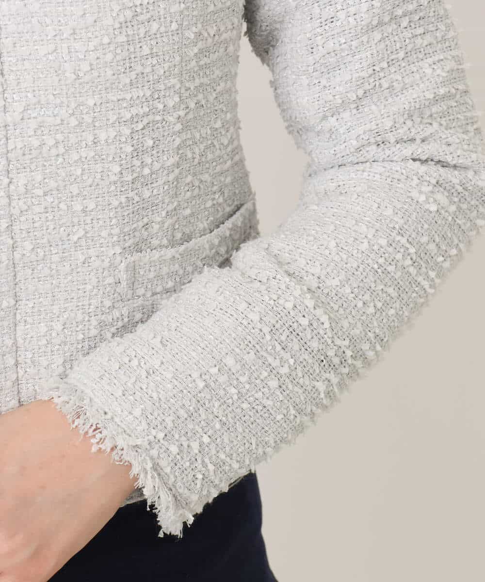 FIDFD04130 OFUON le MK(オフオン　ル　エムケー) [セットアップ対応]ツイードノーカラージャケット/WEB限定 ライトグレー