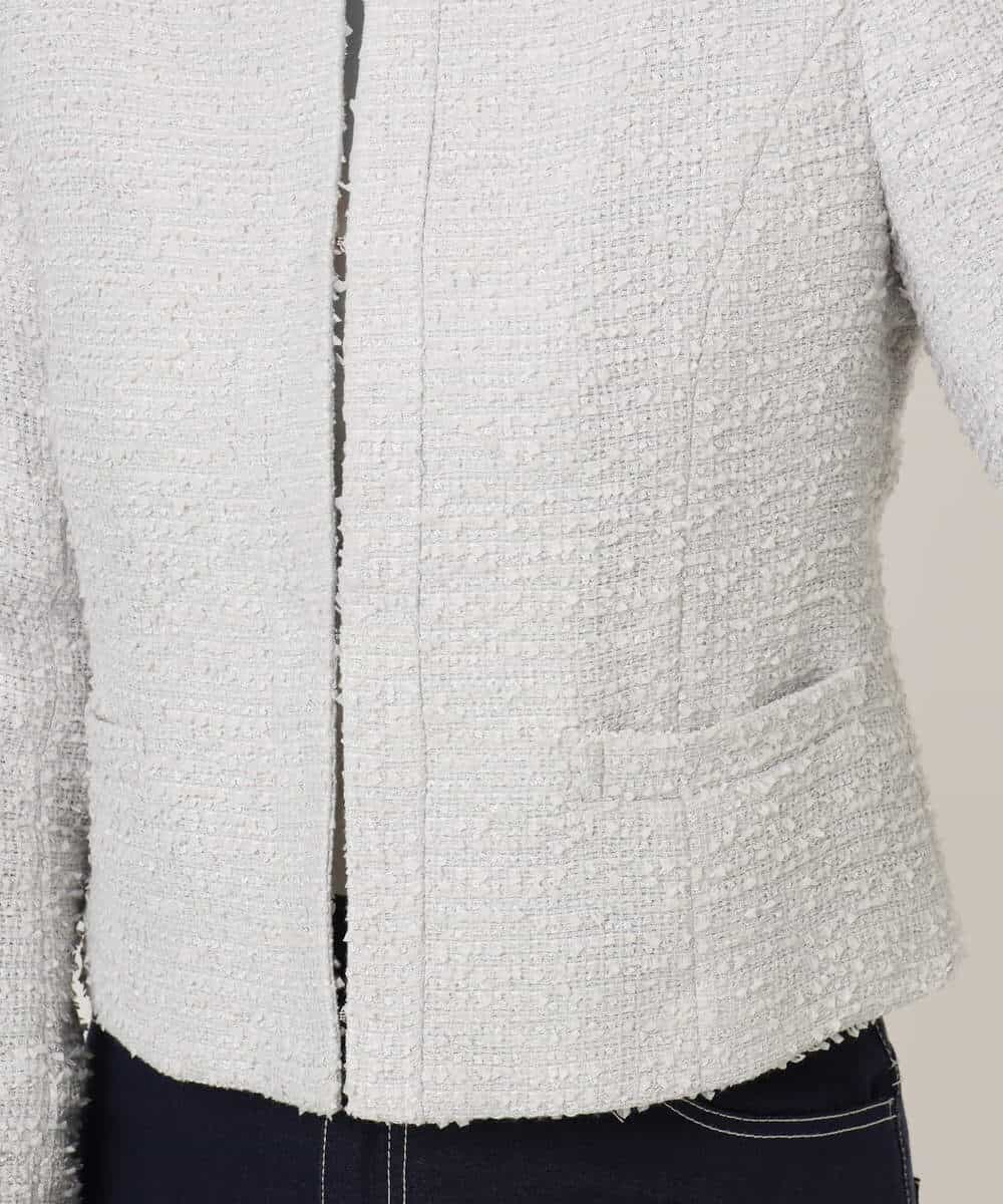 FIDFD04130 OFUON le MK(オフオン　ル　エムケー) [セットアップ対応]ツイードノーカラージャケット/WEB限定 ライトグレー