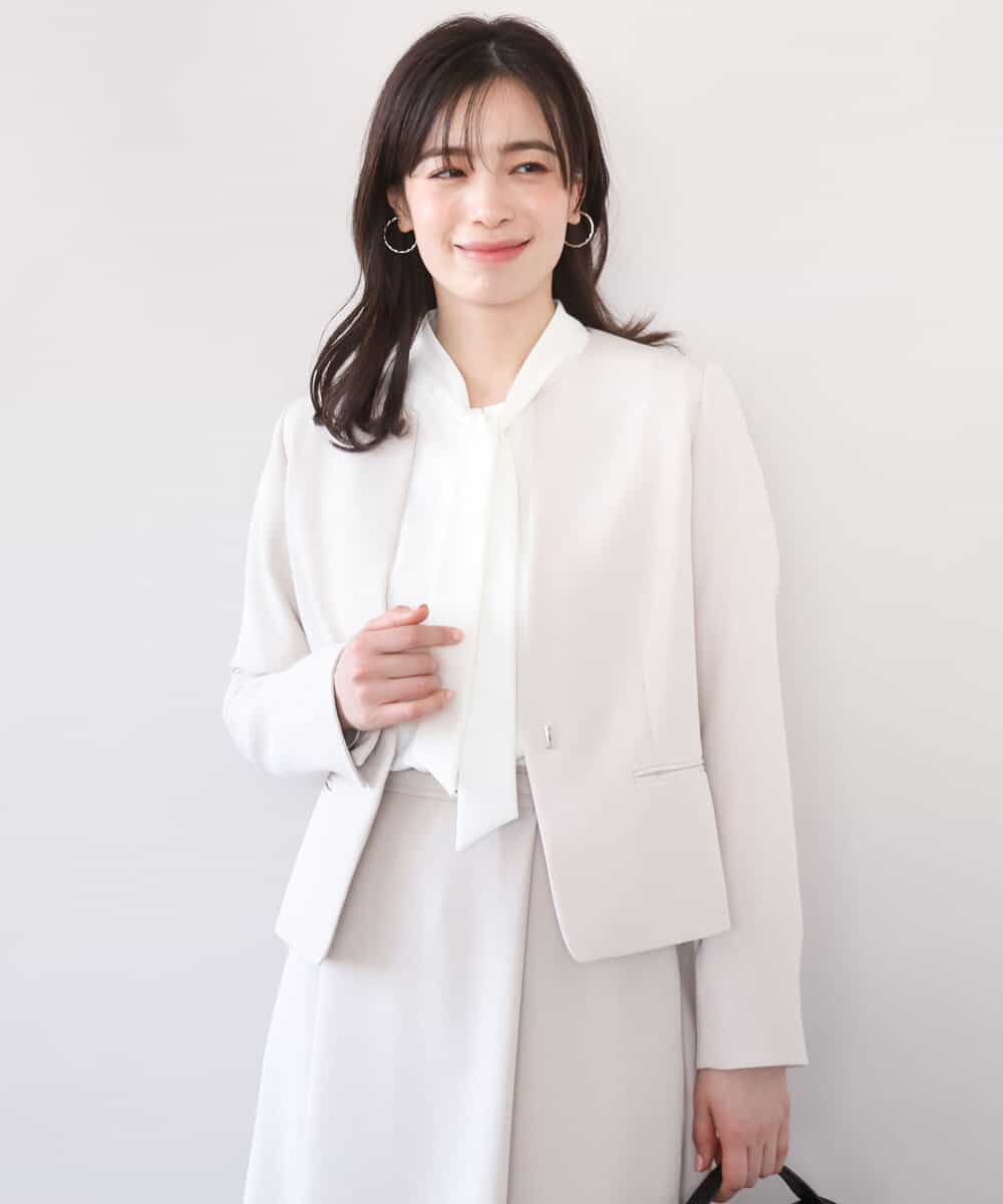 FIDFD10130 OFUON le MK(オフオン　ル　エムケー) [セットアップ対応]ライトラブルクロス カラーレスジャケット/洗える/WEB限定サイズあり ベージュ