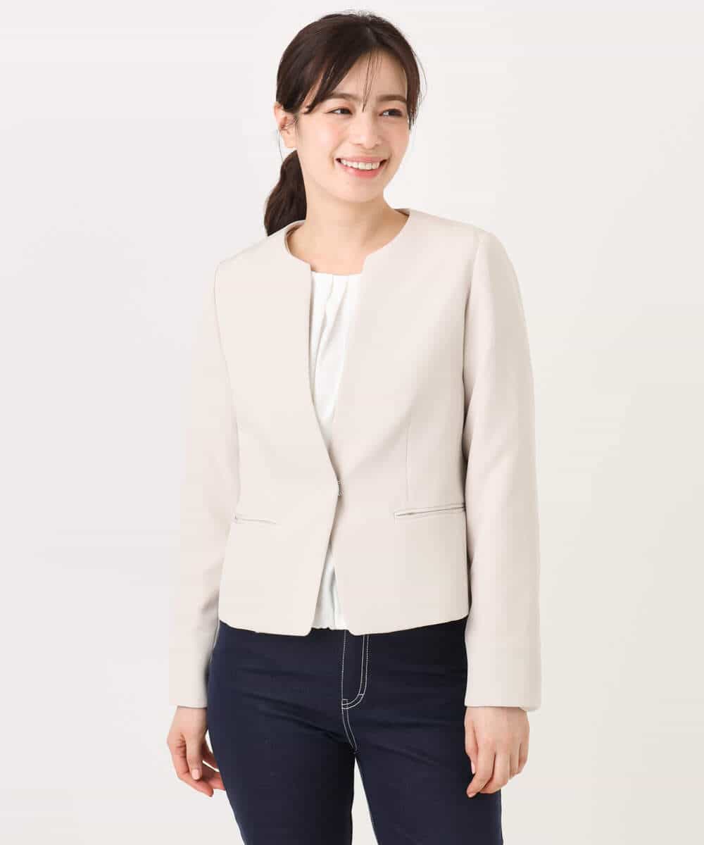 FIDFD10130 OFUON le MK(オフオン　ル　エムケー) [セットアップ対応]ライトラブルクロス カラーレスジャケット/洗える/WEB限定サイズあり ベージュ