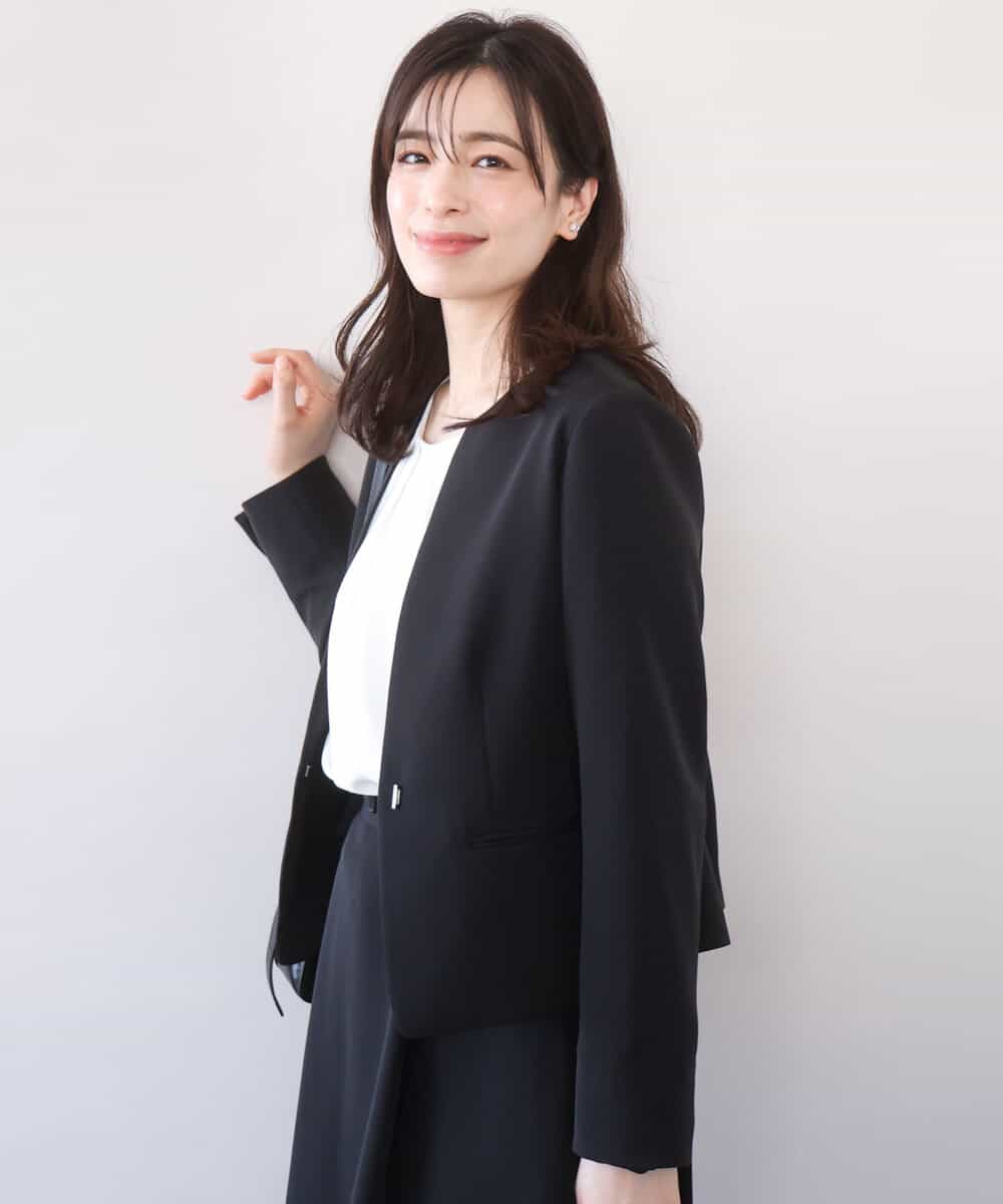 FIDFD10130 OFUON le MK(オフオン　ル　エムケー) [セットアップ対応]ライトラブルクロス カラーレスジャケット/洗える/WEB限定サイズあり ブラック