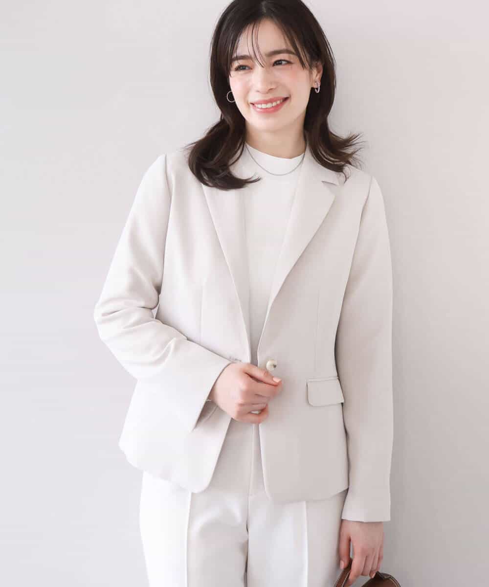 FIDFD11130 OFUON le MK(オフオン　ル　エムケー) [セットアップ対応]ライトラブルクロス テーラードジャケット/洗える/WEB限定サイズあり ベージュ