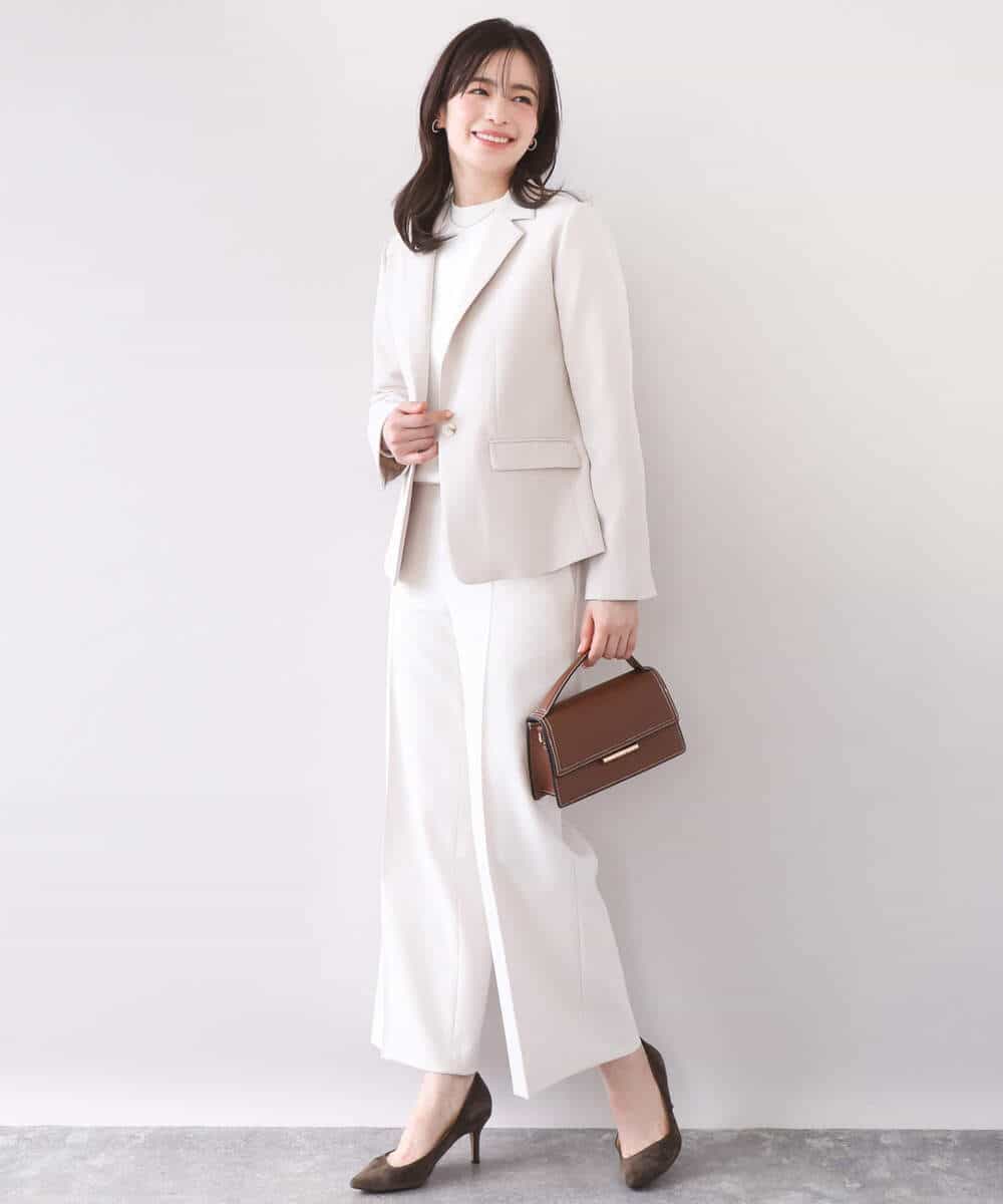 FIDFD11130 OFUON le MK(オフオン　ル　エムケー) [セットアップ対応]ライトラブルクロス テーラードジャケット/洗える/WEB限定サイズあり ベージュ