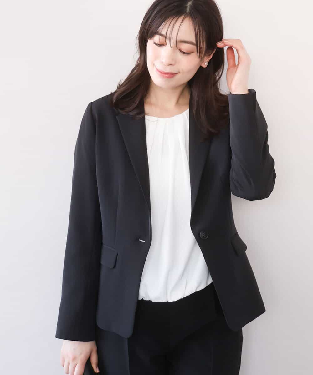 FIDFD11130 OFUON le MK(オフオン　ル　エムケー) [セットアップ対応]ライトラブルクロス テーラードジャケット/洗える/WEB限定サイズあり ブラック