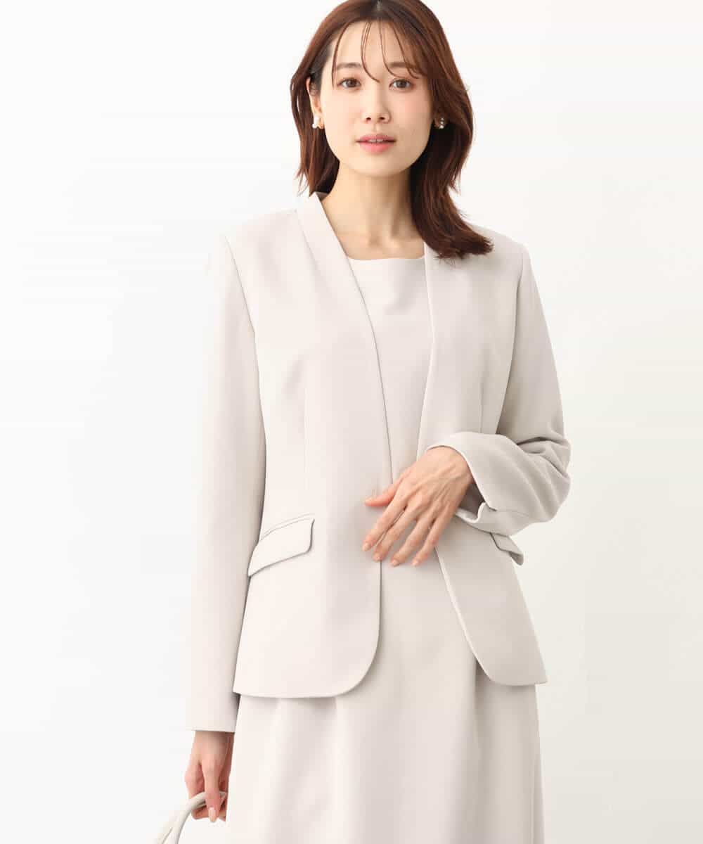 セットアップ対応]ストレッチダブルクロス カラーレスジャケット  