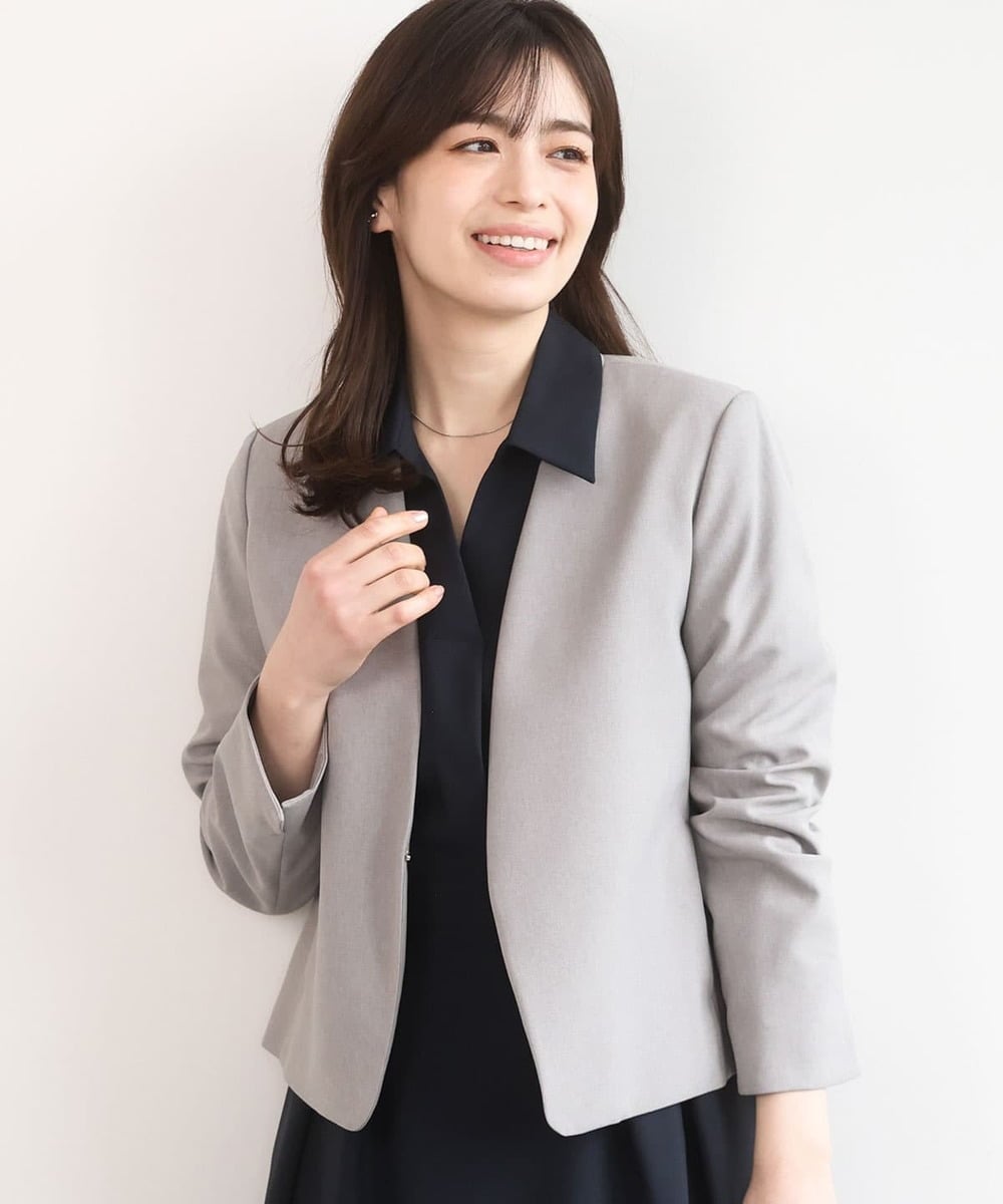 FIDGA30110 OFUON le MK(オフオン　ル　エムケー) [セットアップ対応]カラーレスジャケット/洗える グレー