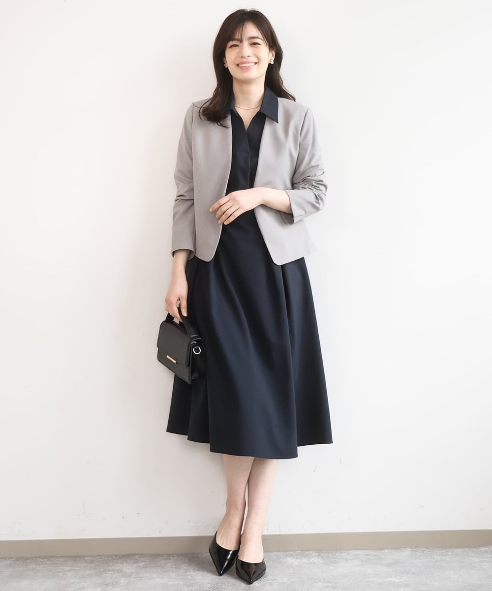 FIDGA30110 OFUON le MK(オフオン　ル　エムケー) [セットアップ対応]カラーレスジャケット/洗える グレー