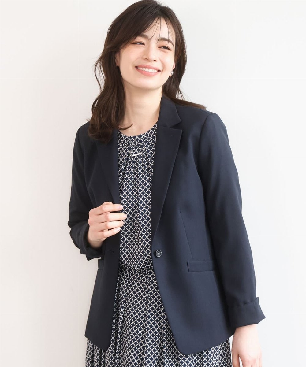 FIDGA31110 OFUON le MK(オフオン　ル　エムケー) [セットアップ対応]テーラードジャケット/洗える ネイビー