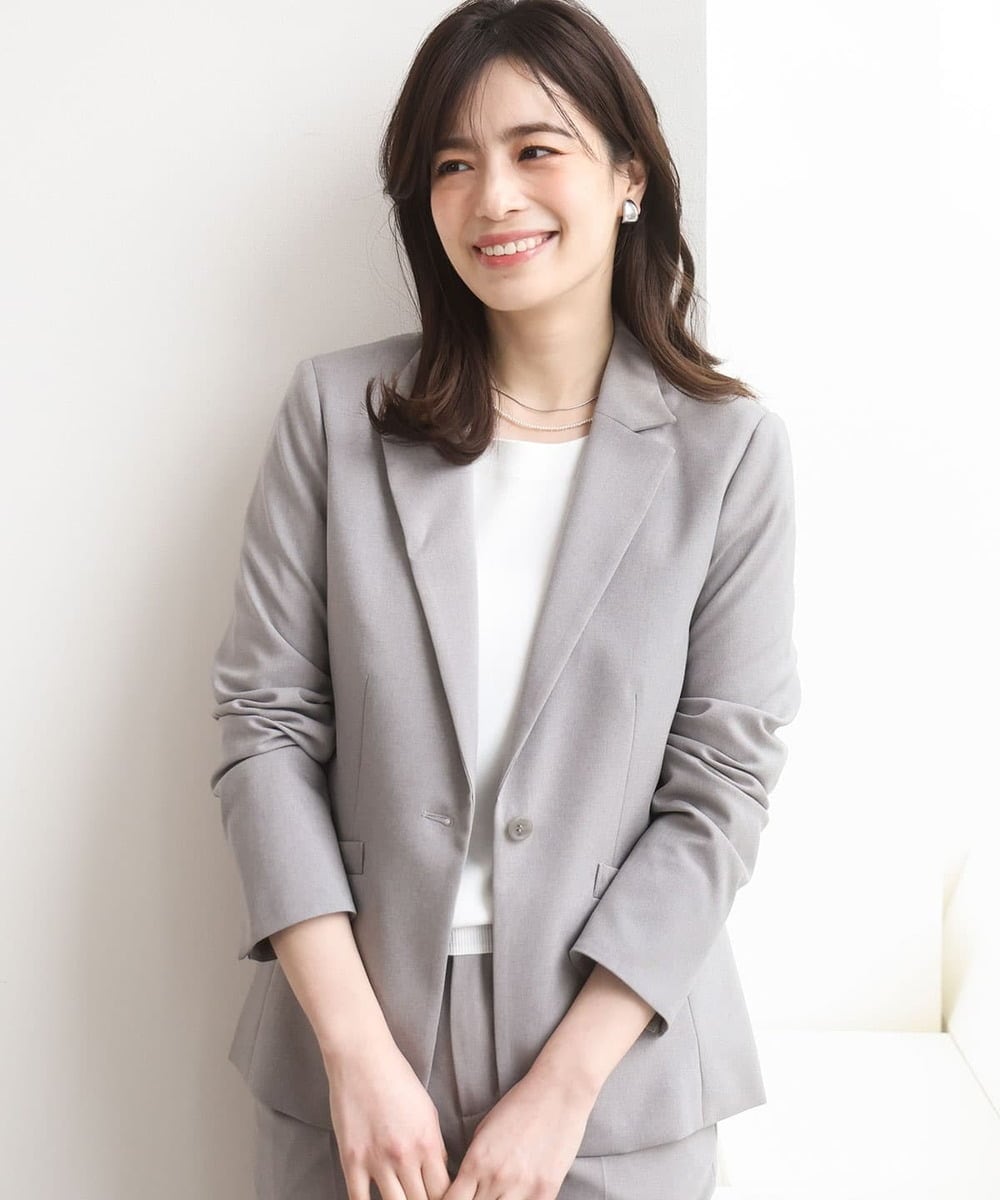 FIDGA31110 OFUON le MK(オフオン　ル　エムケー) [セットアップ対応]テーラードジャケット/洗える グレー