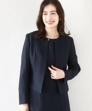 FIDJA51110 OFUON le MK(オフオン　ル　エムケー) [セットアップ対応]ノーカラージャケット/洗える/WEB限定サイズあり ネイビー