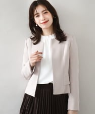 FIDJA51110 OFUON le MK(オフオン　ル　エムケー) [セットアップ対応]ノーカラージャケット/洗える/WEB限定サイズあり ベージュ