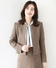 FIDJA51110 OFUON le MK(オフオン　ル　エムケー) [セットアップ対応]ノーカラージャケット/洗える/WEB限定サイズあり モカ