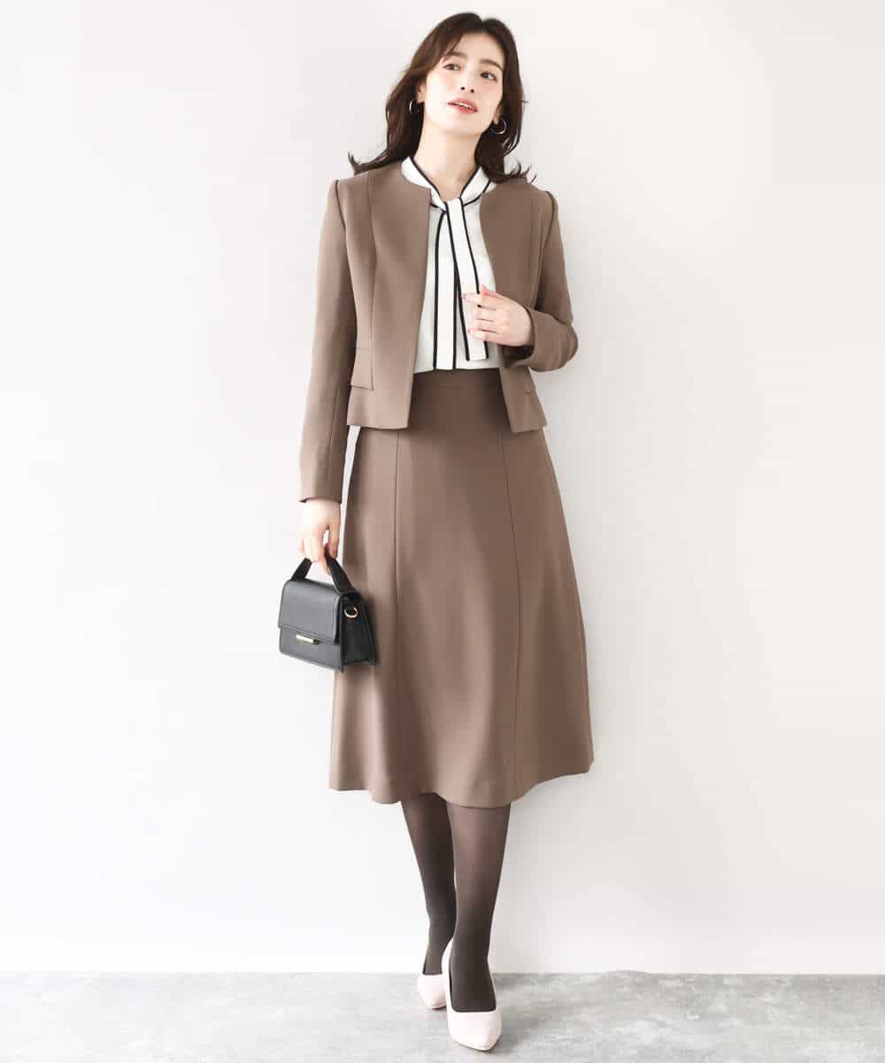 FIDJA51110 OFUON le MK(オフオン　ル　エムケー) [セットアップ対応]ノーカラージャケット/洗える/WEB限定サイズあり ベージュ