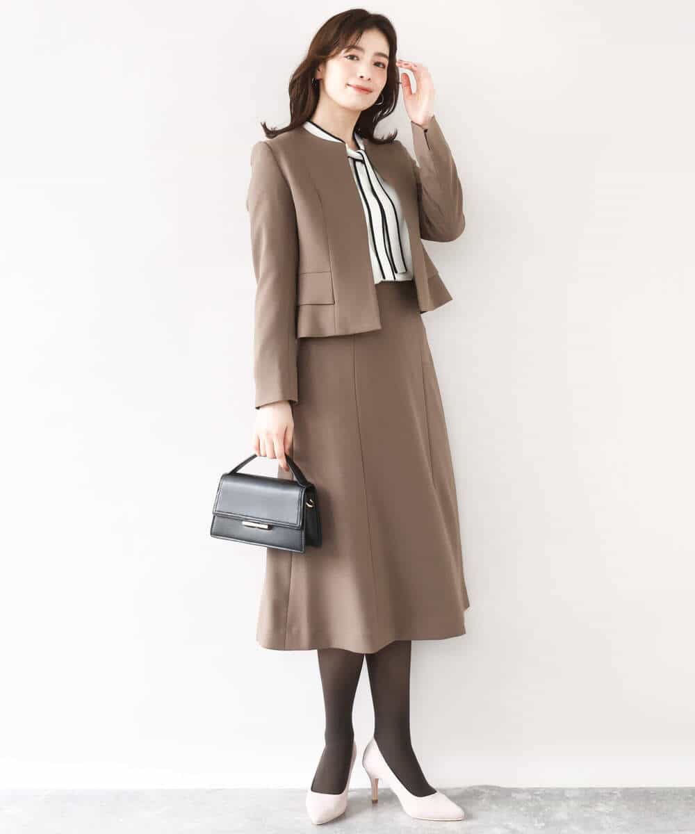 FIDJA51110 OFUON le MK(オフオン　ル　エムケー) [セットアップ対応]ノーカラージャケット/洗える/WEB限定サイズあり ベージュ