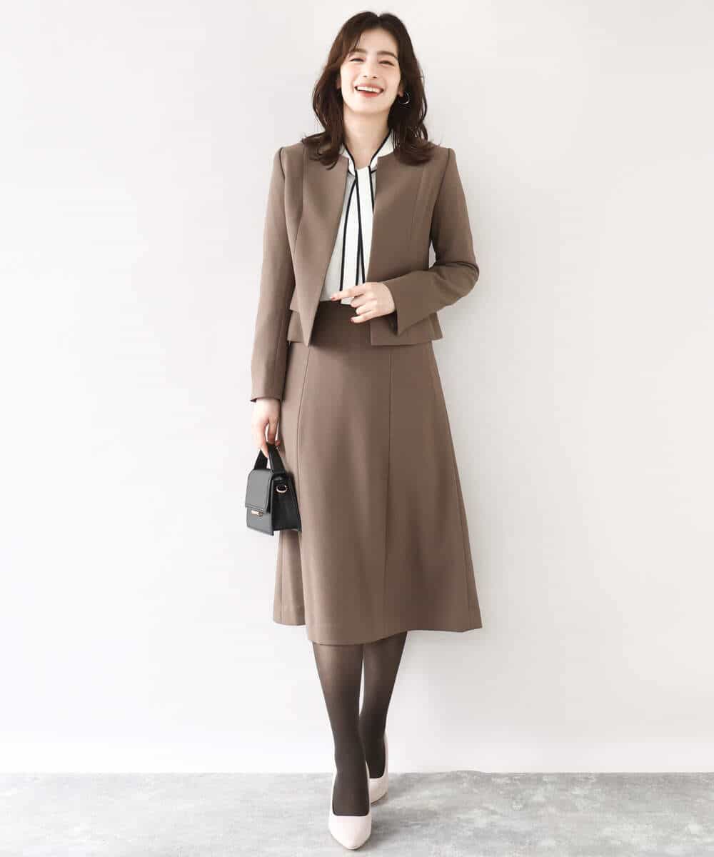 FIDJA51110 OFUON le MK(オフオン　ル　エムケー) [セットアップ対応]ノーカラージャケット/洗える/WEB限定サイズあり ベージュ