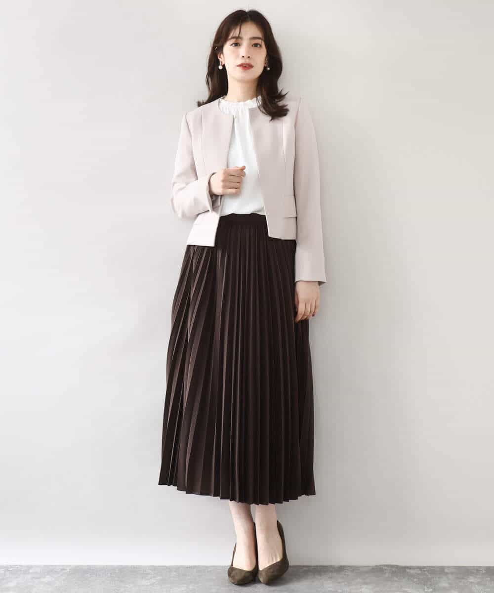 FIDJA51110 OFUON le MK(オフオン　ル　エムケー) [セットアップ対応]ノーカラージャケット/洗える/WEB限定サイズあり ベージュ