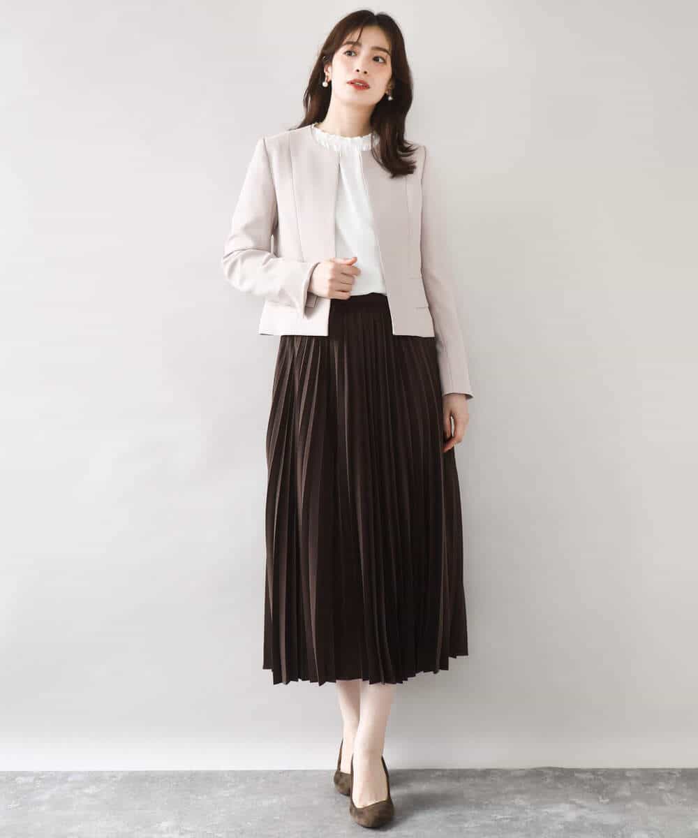 FIDJA51110 OFUON le MK(オフオン　ル　エムケー) [セットアップ対応]ノーカラージャケット/洗える/WEB限定サイズあり ベージュ