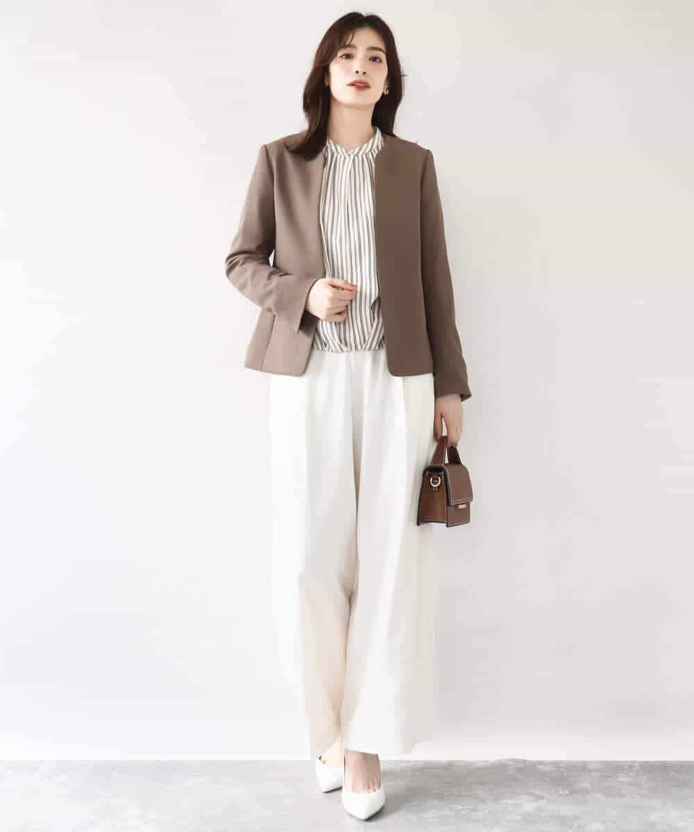 FIDJA52110 OFUON le MK(オフオン　ル　エムケー) [セットアップ対応]カラーレスジャケット/洗える/WEB限定サイズあり ベージュ