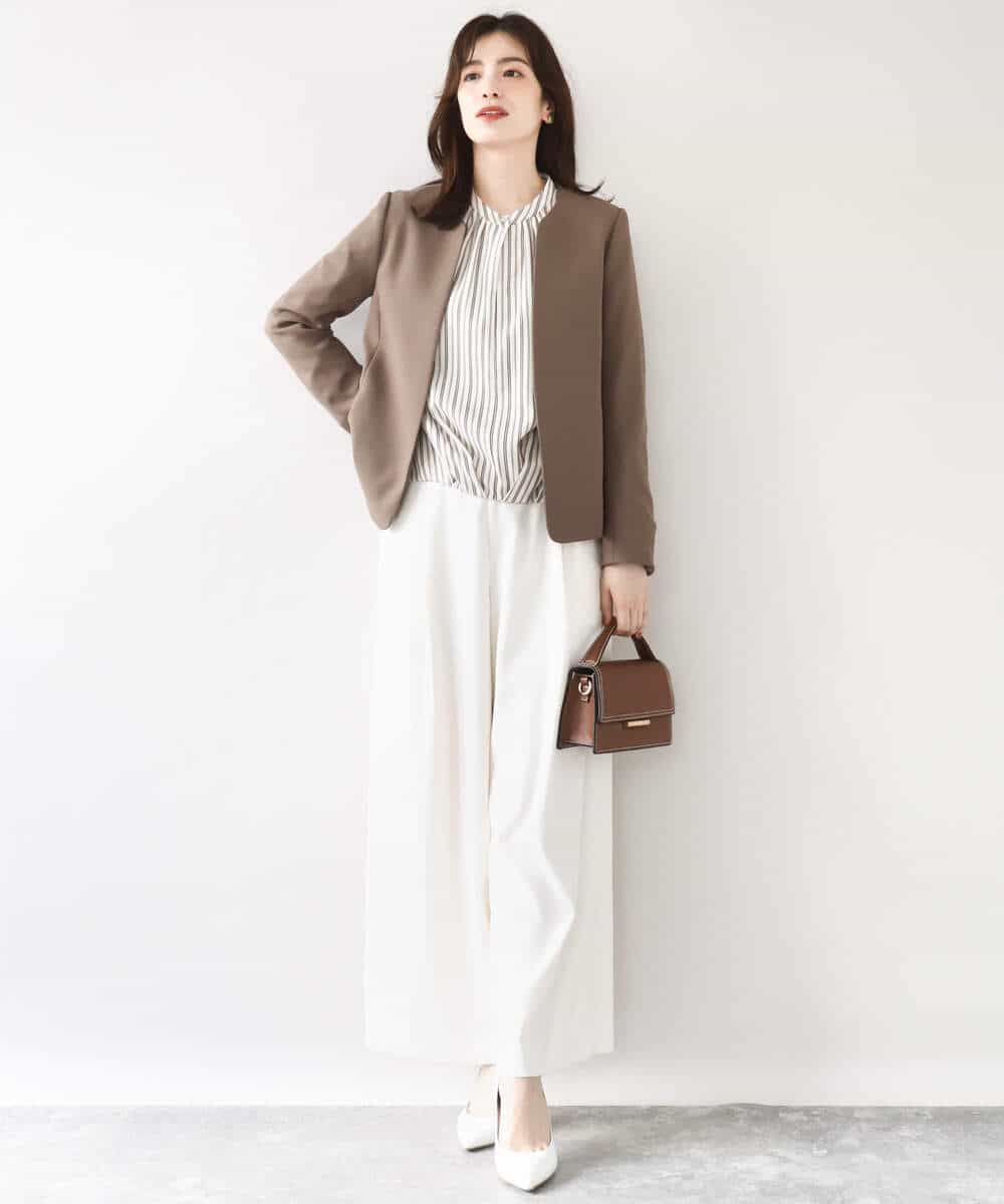 FIDJA52110 OFUON le MK(オフオン　ル　エムケー) [セットアップ対応]カラーレスジャケット/洗える/WEB限定サイズあり ベージュ