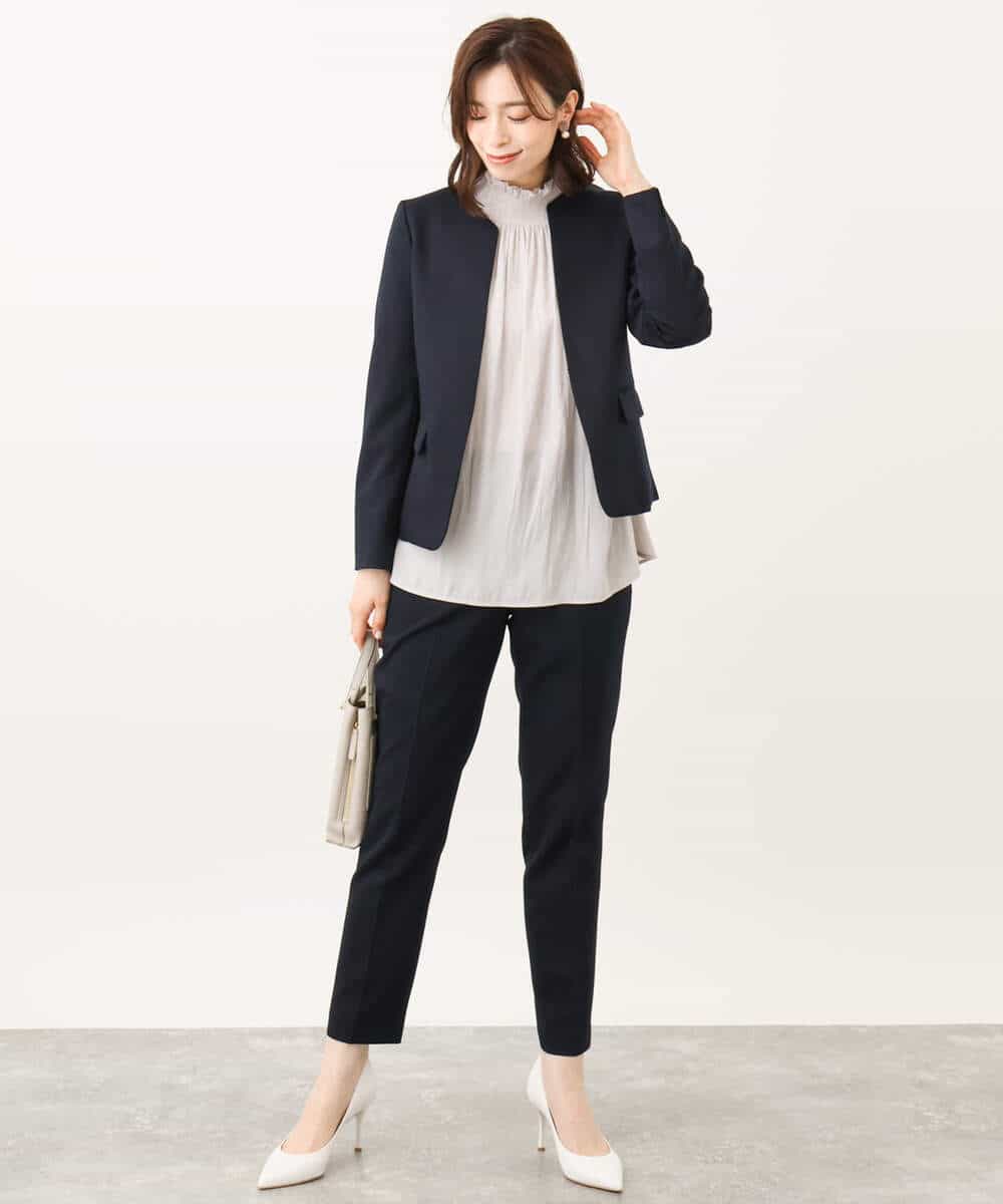 LINEN DENIM open collared jacket 【miho umezawa】