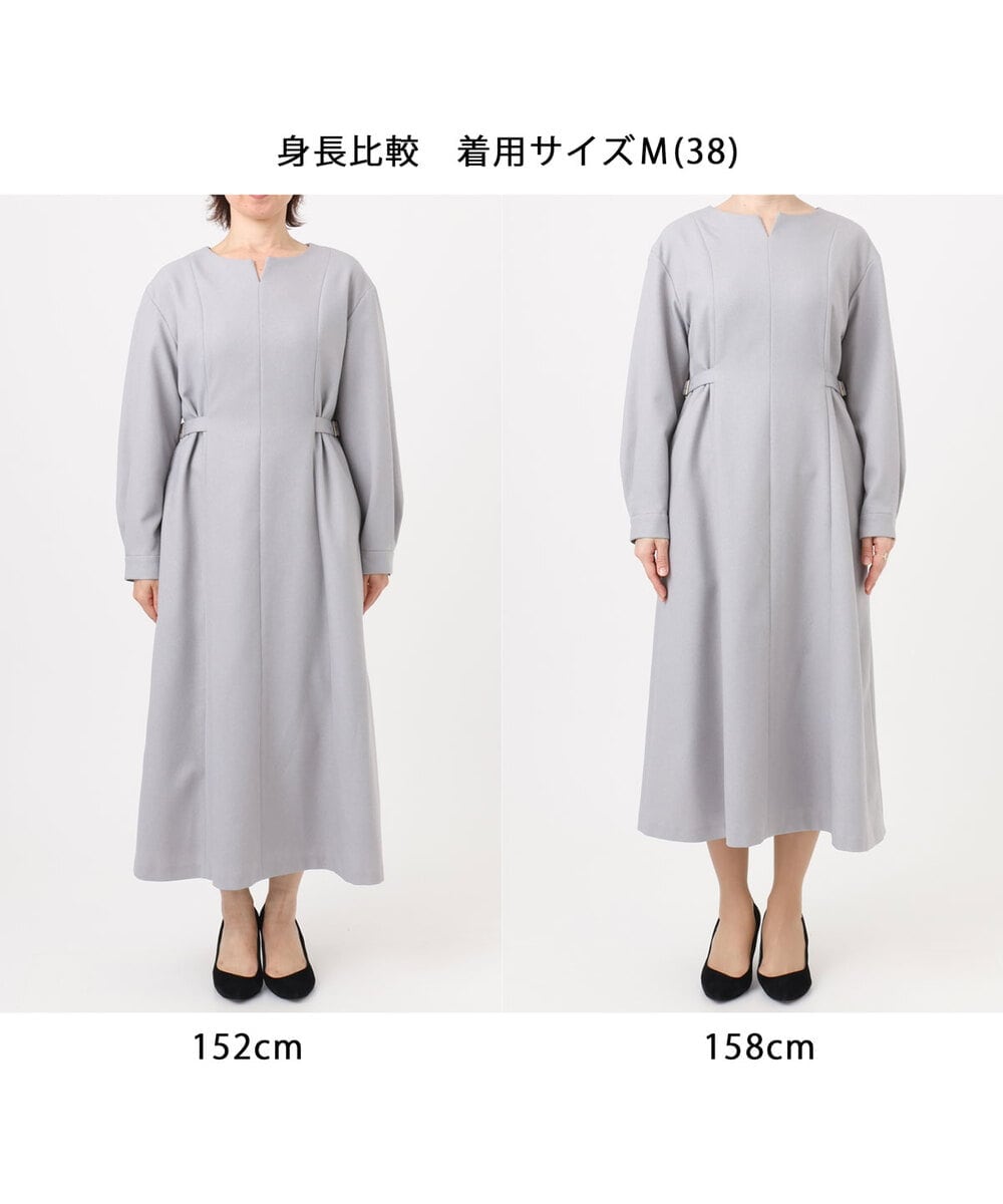 FIEBD12120 OFUON le MK(オフオン　ル　エムケー) ウールライクベルトデザインワンピース/洗える/WEB限定サイズあり ライトグレー
