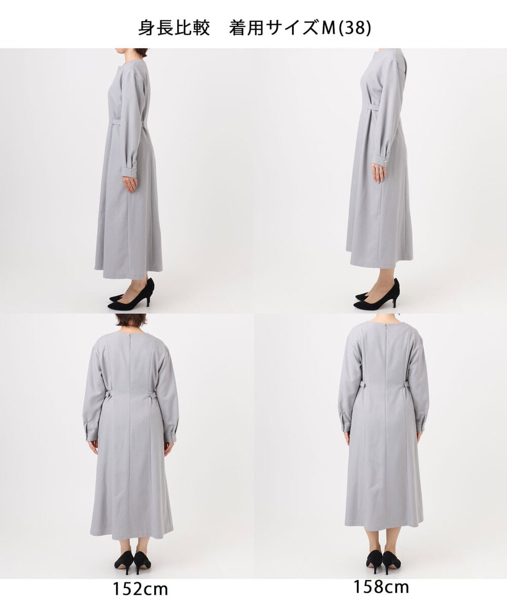 FIEBD12120 OFUON le MK(オフオン　ル　エムケー) ウールライクベルトデザインワンピース/洗える/WEB限定サイズあり ライトグレー