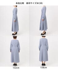 FIEDD20120 OFUON le MK(オフオン　ル　エムケー) シフォンプリーツデザインワンピース/洗える/WEB限定サイズあり グレイッシュブルー