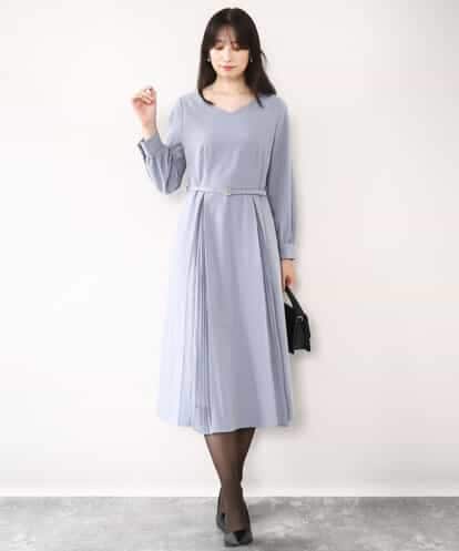 FIEDD20120 OFUON le MK シフォンプリーツデザインワンピース/洗える/WEB限定サイズあり