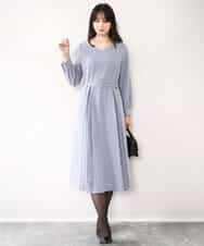 FIEDD20120 OFUON le MK(オフオン ル エムケー) シフォンプリーツデザインワンピース/洗える/WEB限定サイズあり グレイッシュブルー