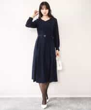 FIEDD20120 OFUON le MK(オフオン ル エムケー) シフォンプリーツデザインワンピース/洗える/WEB限定サイズあり グレイッシュブルー