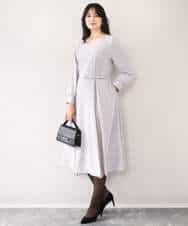 FIEDD20120 OFUON le MK(オフオン ル エムケー) シフォンプリーツデザインワンピース/洗える/WEB限定サイズあり グレイッシュブルー