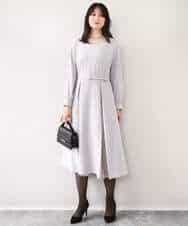 FIEDD20120 OFUON le MK(オフオン ル エムケー) シフォンプリーツデザインワンピース/洗える/WEB限定サイズあり グレイッシュブルー