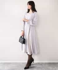 FIEDD20120 OFUON le MK(オフオン ル エムケー) シフォンプリーツデザインワンピース/洗える/WEB限定サイズあり グレイッシュブルー