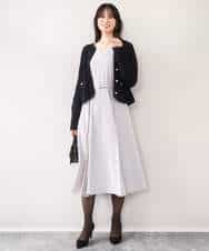 FIEDD20120 OFUON le MK(オフオン ル エムケー) シフォンプリーツデザインワンピース/洗える/WEB限定サイズあり グレイッシュブルー