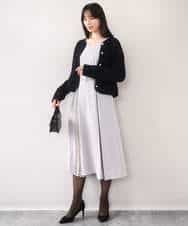 FIEDD20120 OFUON le MK(オフオン ル エムケー) シフォンプリーツデザインワンピース/洗える/WEB限定サイズあり グレイッシュブルー