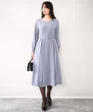 FIEDD20120 OFUON le MK(オフオン ル エムケー) シフォンプリーツデザインワンピース/洗える/WEB限定サイズあり グレイッシュブルー