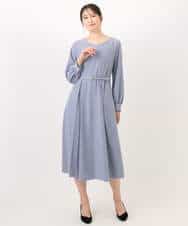 FIEDD20120 OFUON le MK(オフオン ル エムケー) シフォンプリーツデザインワンピース/洗える/WEB限定サイズあり グレイッシュブルー