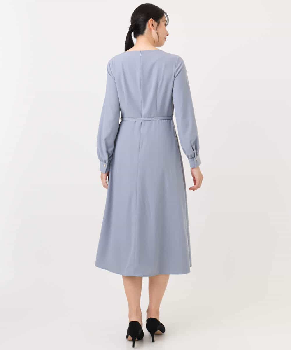 FIEDD20120 OFUON le MK(オフオン ル エムケー) シフォンプリーツデザインワンピース/洗える/WEB限定サイズあり グレイッシュブルー