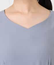 FIEDD20120 OFUON le MK(オフオン ル エムケー) シフォンプリーツデザインワンピース/洗える/WEB限定サイズあり グレイッシュブルー