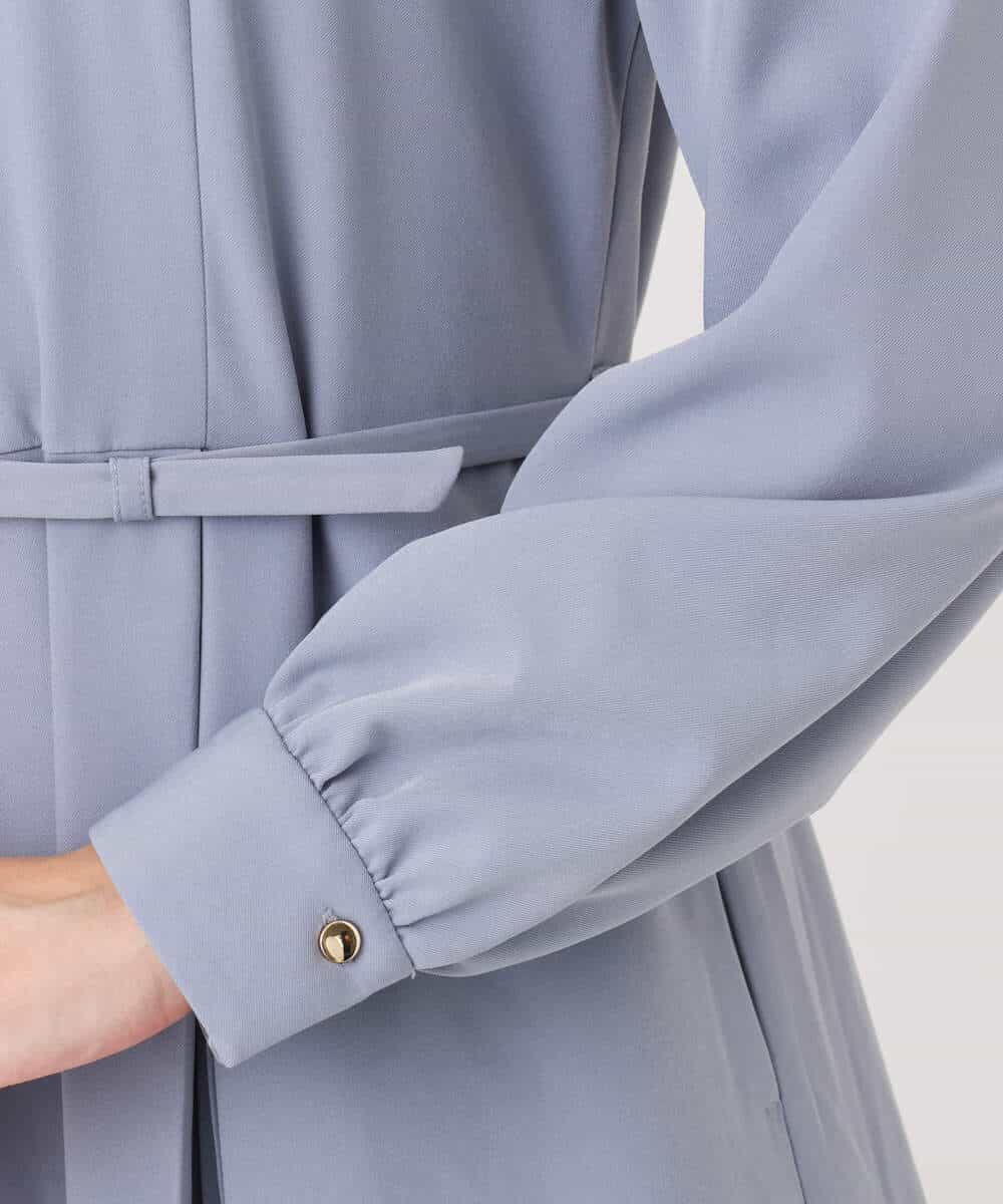 FIEDD20120 OFUON le MK(オフオン ル エムケー) シフォンプリーツデザインワンピース/洗える/WEB限定サイズあり グレイッシュブルー