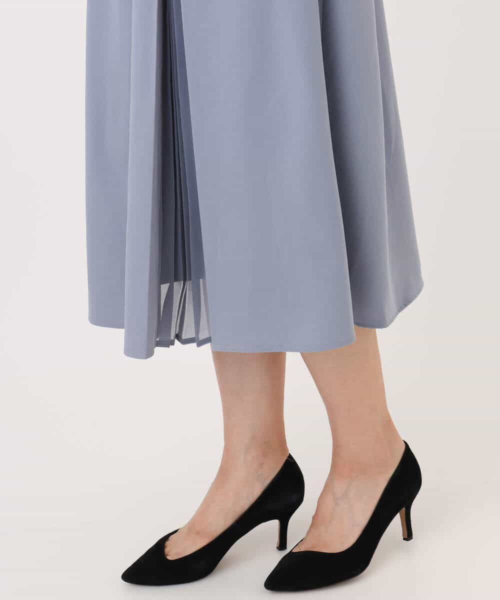 FIEDD20120 OFUON le MK(オフオン ル エムケー) シフォンプリーツデザインワンピース/洗える/WEB限定サイズあり グレイッシュブルー