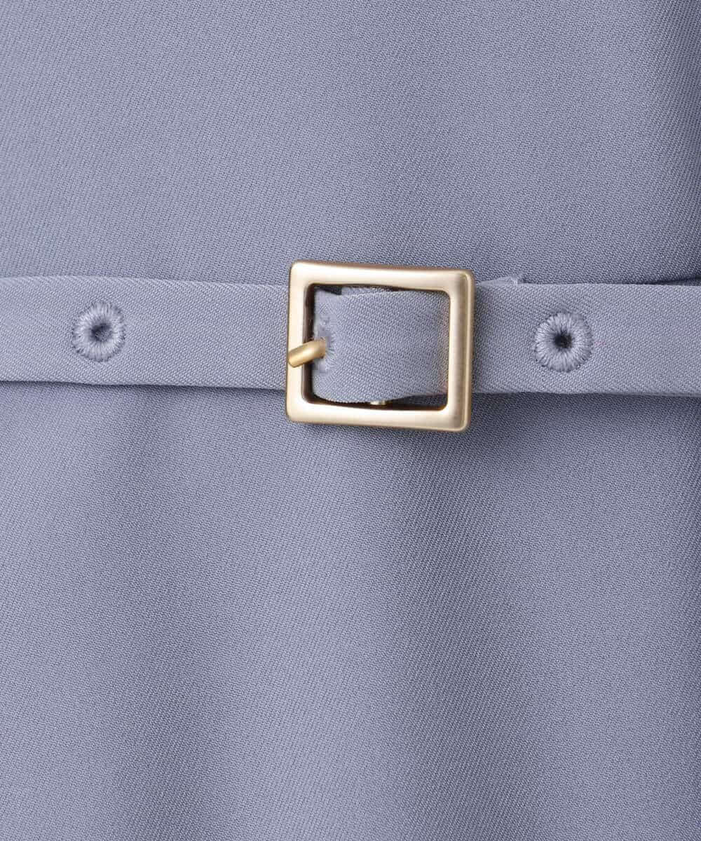 FIEDD20120 OFUON le MK(オフオン ル エムケー) シフォンプリーツデザインワンピース/洗える/WEB限定サイズあり グレイッシュブルー