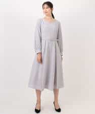 FIEDD20120 OFUON le MK(オフオン ル エムケー) シフォンプリーツデザインワンピース/洗える/WEB限定サイズあり グレイッシュブルー