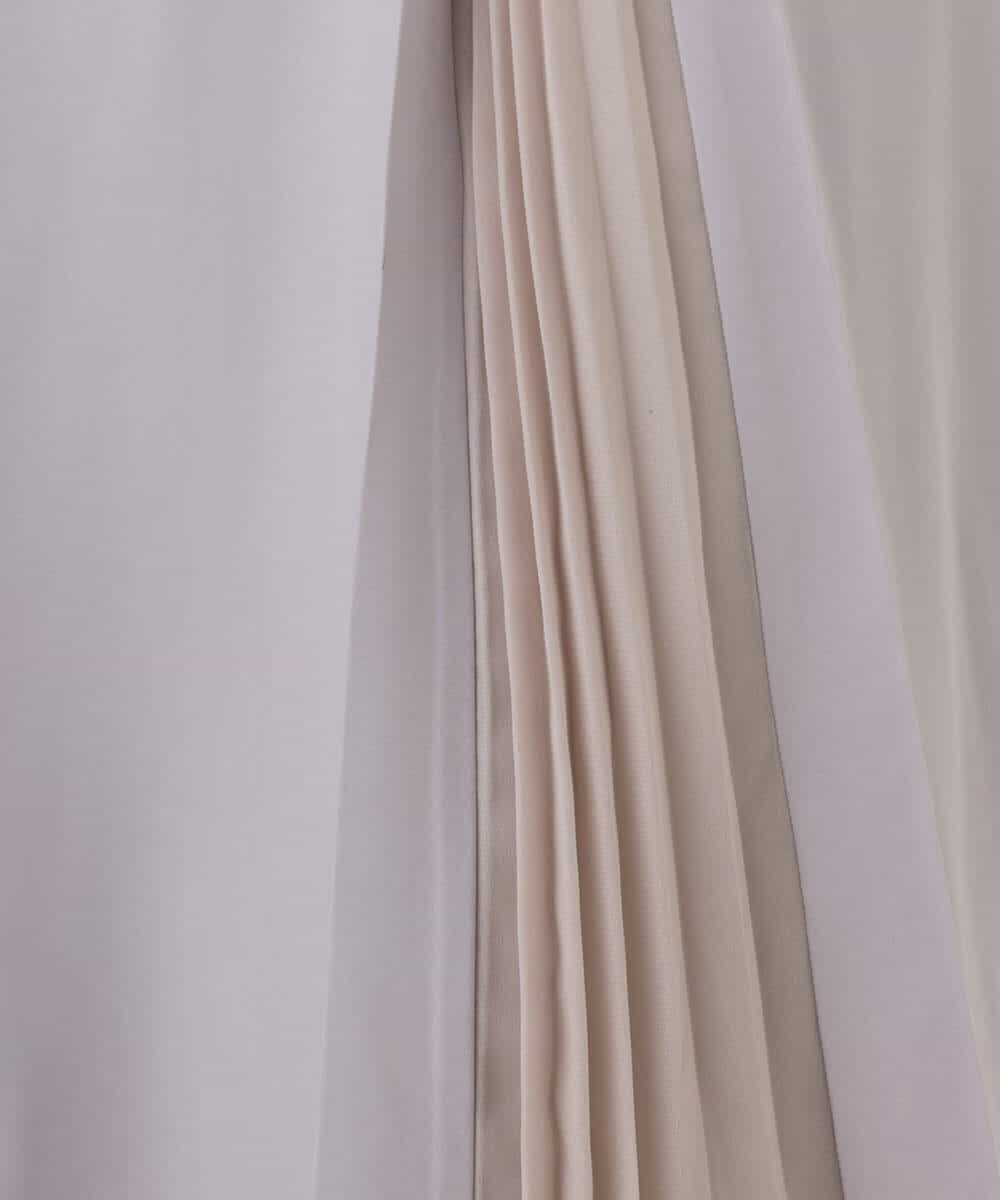 FIEDD20120 OFUON le MK(オフオン ル エムケー) シフォンプリーツデザインワンピース/洗える/WEB限定サイズあり グレイッシュブルー