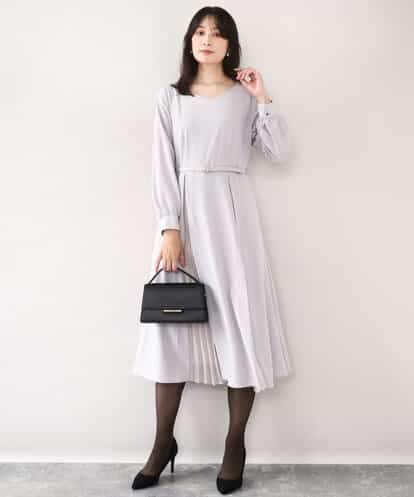 FIEDD20120 OFUON le MK シフォンプリーツデザインワンピース/洗える/WEB限定サイズあり