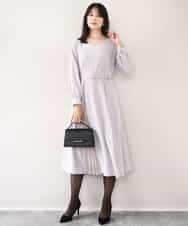 FIEDD20120 OFUON le MK(オフオン ル エムケー) シフォンプリーツデザインワンピース/洗える/WEB限定サイズあり グレージュ