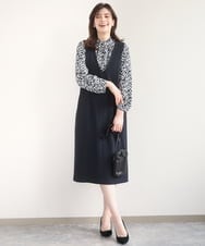 FIEDD21120 OFUON le MK(オフオン　ル　エムケー) サイドパール調釦デザインVネックジャンパースカート/洗える/WEB限定サイズあり ベージュ