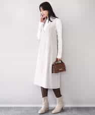 FIEDD21120 OFUON le MK(オフオン ル エムケー) サイドパール調釦デザインVネックジャンパースカート/洗える/WEB限定サイズあり ベージュ